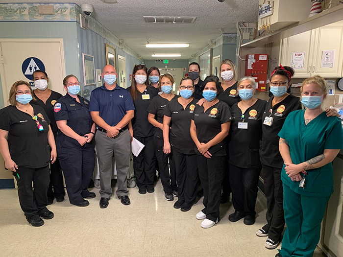 Photo of skilled nursing facility outreach and support (SOS) team and personnel from Vista Pacifica skilled nursing facility. 