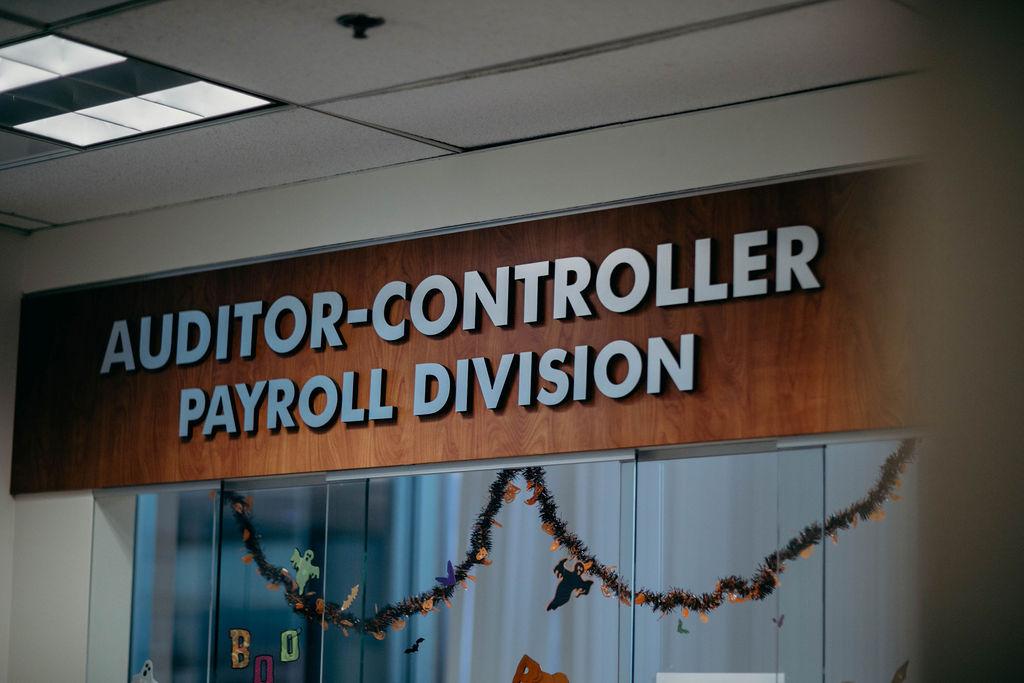 Sign that says Auditor Controller's Office